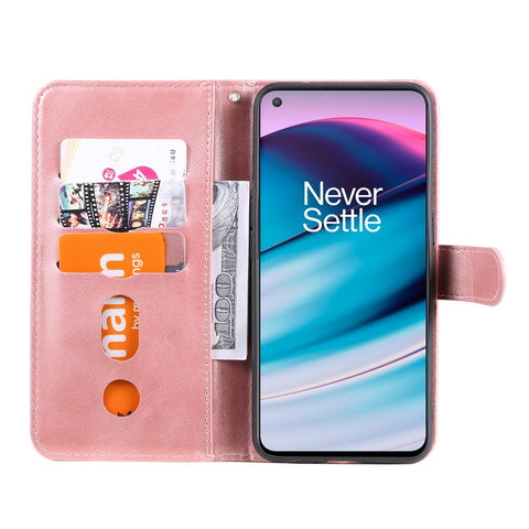Zipper Pocket Wallet PU Leather Phone Case Shell with Stand for OnePlus Nord CE 5G