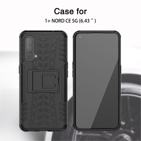 Tire Texture Dual-Layer Heavy Duty Shockproof TPU + PC Case with Kickstand for OnePlus Nord CE 5G