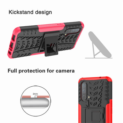 Tire Texture Dual-Layer Heavy Duty Shockproof TPU + PC Case with Kickstand for OnePlus Nord CE 5G