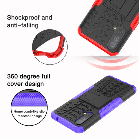 Tire Texture Dual-Layer Heavy Duty Shockproof TPU + PC Case with Kickstand for OnePlus Nord CE 5G
