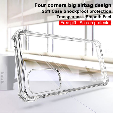 IMAK Shockproof Protective Clear Soft TPU Bumper Back Shell with Screen Protector for OnePlus Nord 2 5G