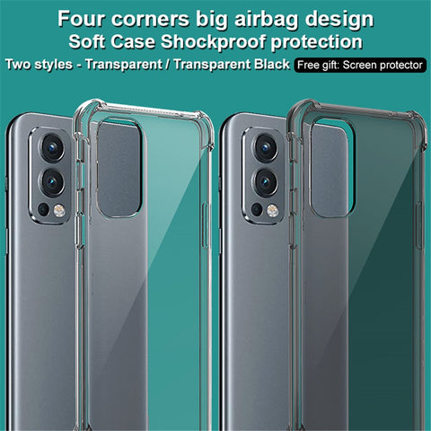 IMAK Shockproof Protective Clear Soft TPU Bumper Back Shell with Screen Protector for OnePlus Nord 2 5G