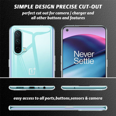 For OnePlus Nord CE 5G Shockproof Slim TPU Phone Case Cover with Tempered Glass Screen Protector