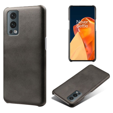 KSQ Solid Color Simple Stylish PU Leather Coated PC Phone Case for OnePlus Nord 2 5G