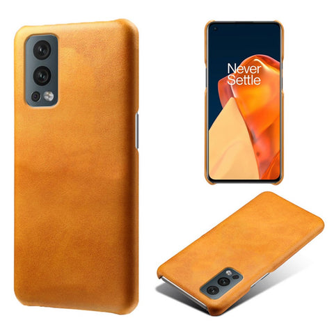 KSQ Solid Color Simple Stylish PU Leather Coated PC Phone Case for OnePlus Nord 2 5G