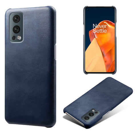 KSQ Solid Color Simple Stylish PU Leather Coated PC Phone Case for OnePlus Nord 2 5G