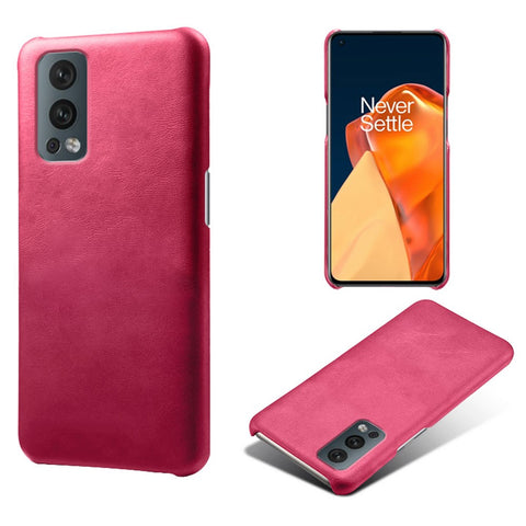 KSQ Solid Color Simple Stylish PU Leather Coated PC Phone Case for OnePlus Nord 2 5G
