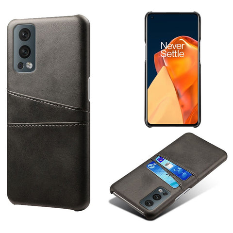 KSQ Dual Back Card Slots PU Leather + PC Combo Drop-Proof Hard Case for OnePlus Nord 2 5G
