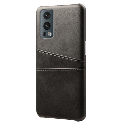 KSQ Dual Back Card Slots PU Leather + PC Combo Drop-Proof Hard Case for OnePlus Nord 2 5G