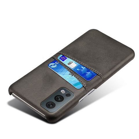 KSQ Dual Back Card Slots PU Leather + PC Combo Drop-Proof Hard Case for OnePlus Nord 2 5G