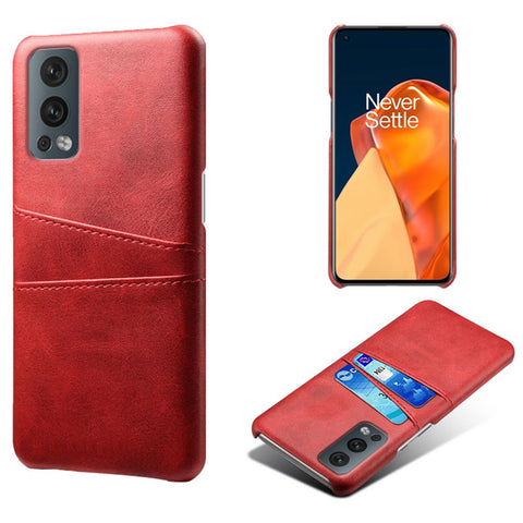 KSQ Dual Back Card Slots PU Leather + PC Combo Drop-Proof Hard Case for OnePlus Nord 2 5G