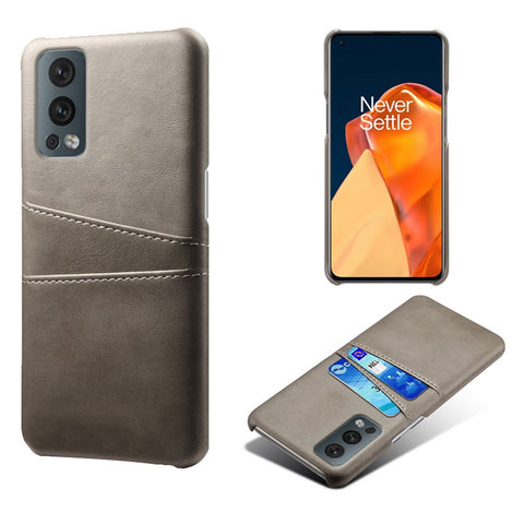 KSQ Dual Back Card Slots PU Leather + PC Combo Drop-Proof Hard Case for OnePlus Nord 2 5G