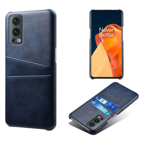 KSQ Dual Back Card Slots PU Leather + PC Combo Drop-Proof Hard Case for OnePlus Nord 2 5G
