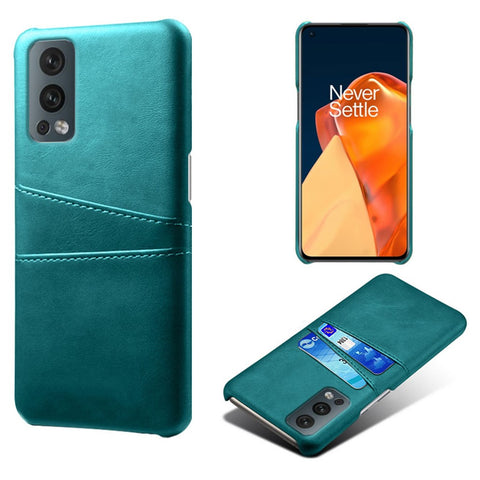 KSQ Dual Back Card Slots PU Leather + PC Combo Drop-Proof Hard Case for OnePlus Nord 2 5G