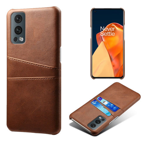 KSQ Dual Back Card Slots PU Leather + PC Combo Drop-Proof Hard Case for OnePlus Nord 2 5G