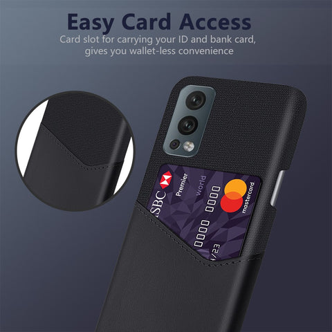 Back Card Slot Design Full Coverage Cloth Texture Hybrid Phone Case Cover for OnePlus Nord 2 5G