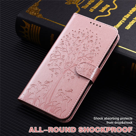 Imprinted Tree Deer Full Protection PU Leather Phone Stand Cover Wallet Case for OnePlus Nord CE 5G