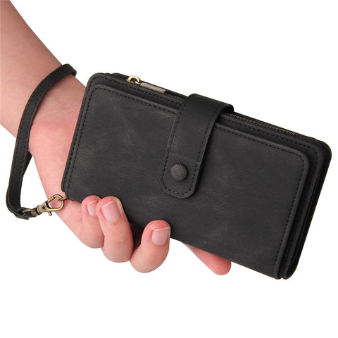 For OnePlus Nord CE 5G Zipper Wallet Case with 15 Card Slots and Strap Leather Phone Cover