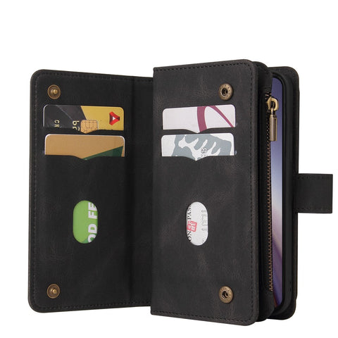 For OnePlus Nord CE 5G Zipper Wallet Case with 15 Card Slots and Strap Leather Phone Cover