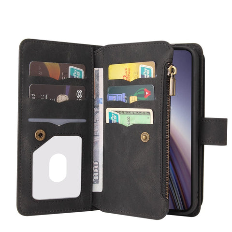 For OnePlus Nord CE 5G Zipper Wallet Case with 15 Card Slots and Strap Leather Phone Cover