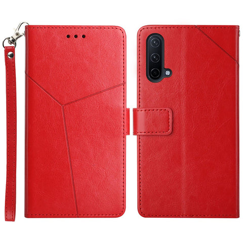 Full Body Protection Y-shaped Line Imprinting PU Leather Phone Wallet Shell Cover with Adjustable Stand for OnePlus Nord CE 5G