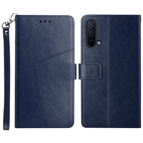 Full Body Protection Y-shaped Line Imprinting PU Leather Phone Wallet Shell Cover with Adjustable Stand for OnePlus Nord CE 5G