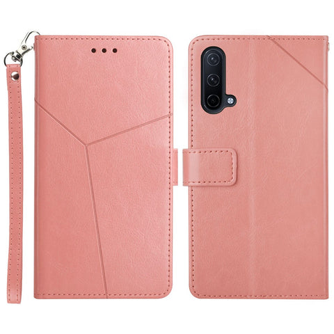 Full Body Protection Y-shaped Line Imprinting PU Leather Phone Wallet Shell Cover with Adjustable Stand for OnePlus Nord CE 5G