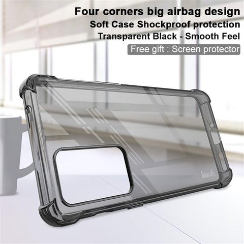 IMAK Corner Airbags Anti-drop Flexible TPU Smooth Feel Phone Case Shell with Screen Protector for OnePlus 9RT 5G