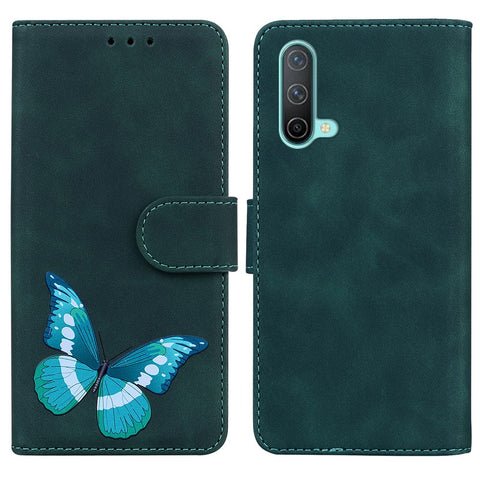 Butterfly Pattern Printing Dual-sided Magnetic Clasp Anti-scratch Skin-touch PU Leather Phone Cover with Stand for OnePlus Nord CE 5G