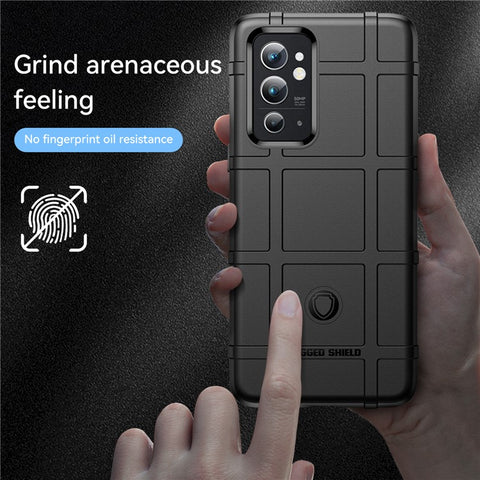 Rugged Square Grid Design Thickened TPU Shockproof Anti-Scratch Back Case for OnePlus 9RT 5G