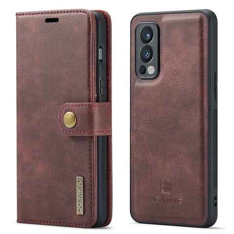 DG.MING Split Leather Stand Wallet Full Protection Cover Shell Detachable 2-in-1 Phone Case for OnePlus Nord 2 5G