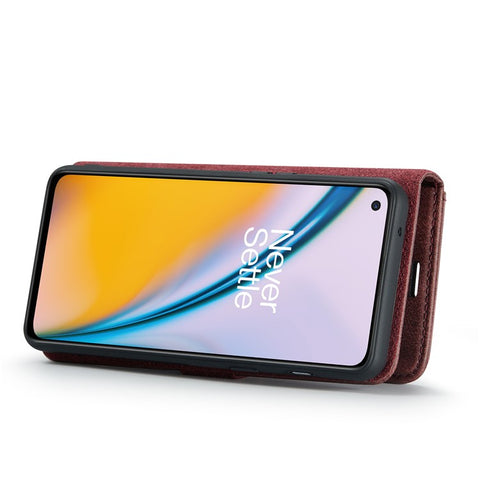 DG.MING Split Leather Stand Wallet Full Protection Cover Shell Detachable 2-in-1 Phone Case for OnePlus Nord 2 5G