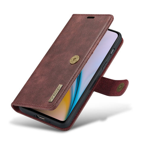 DG.MING Split Leather Stand Wallet Full Protection Cover Shell Detachable 2-in-1 Phone Case for OnePlus Nord 2 5G
