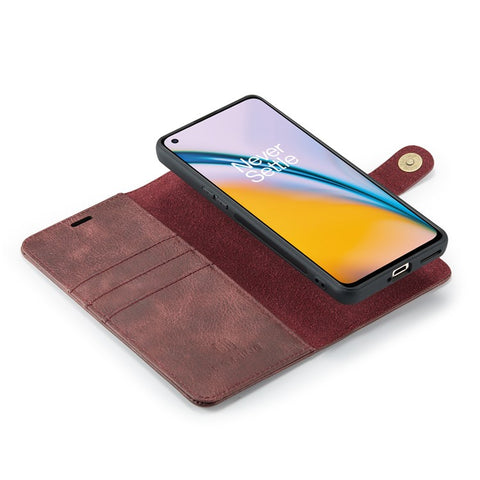 DG.MING Split Leather Stand Wallet Full Protection Cover Shell Detachable 2-in-1 Phone Case for OnePlus Nord 2 5G