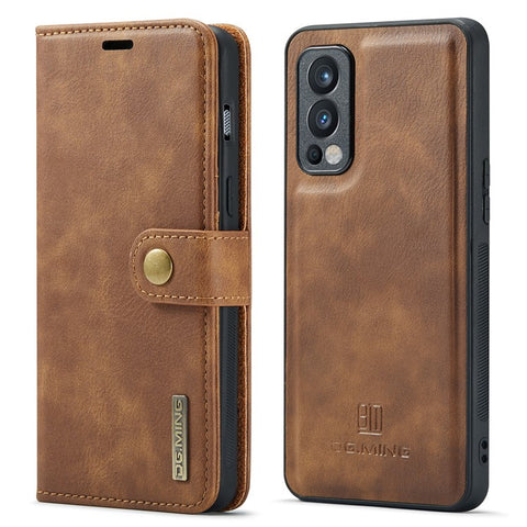 DG.MING Split Leather Stand Wallet Full Protection Cover Shell Detachable 2-in-1 Phone Case for OnePlus Nord 2 5G