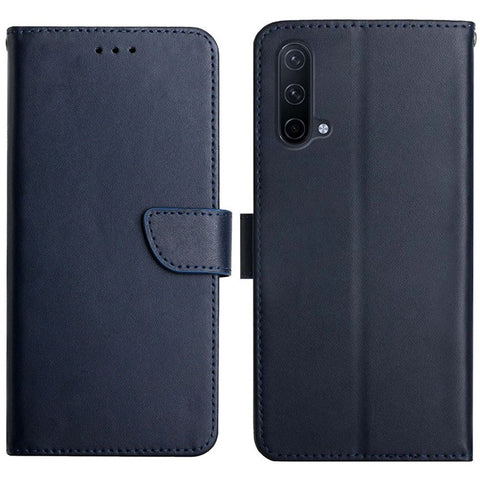 Solid Color Smooth Touch Nappa Texture Genuine Leather Outer Cover + Soft TPU Inner Shell with Stand Wallet for OnePlus Nord CE 5G