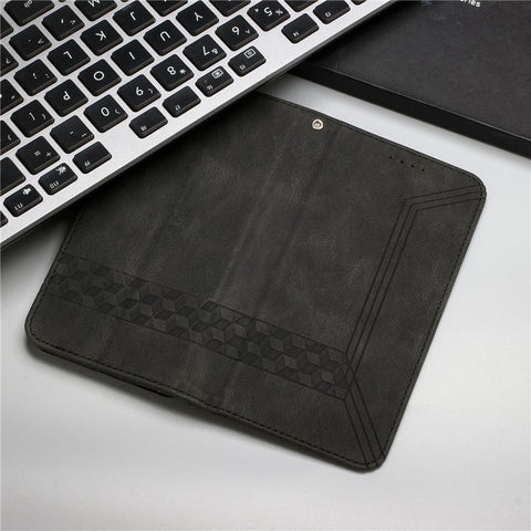 YX0010 Rhombus Lines Imprinting Skin-touch Feel Leather Flip Cover + Soft Inner Shell Stand Wallet Case for OnePlus 9R