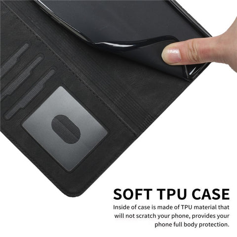 YX0010 Rhombus Lines Imprinting Skin-touch Feel Leather Flip Cover + Soft Inner Shell Stand Wallet Case for OnePlus 9R