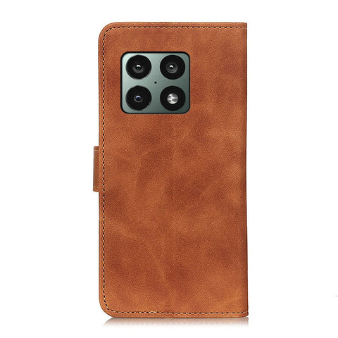 KHAZNEH Vintage PU Leather Magnetic Flip Cover Wallet Stand Full Body Protective Phone Case for OnePlus 10 Pro 5G