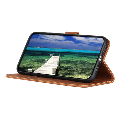 KHAZNEH Vintage PU Leather Magnetic Flip Cover Wallet Stand Full Body Protective Phone Case for OnePlus 10 Pro 5G