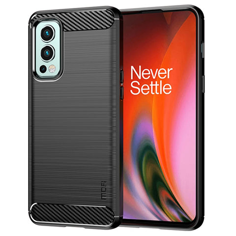 MOFI Carbon Fiber Texture Brushed Surface Well-protected Slim TPU Phone Case Shell for OnePlus Nord 2 5G