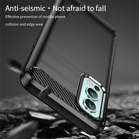 MOFI Carbon Fiber Texture Brushed Surface Well-protected Slim TPU Phone Case Shell for OnePlus Nord 2 5G