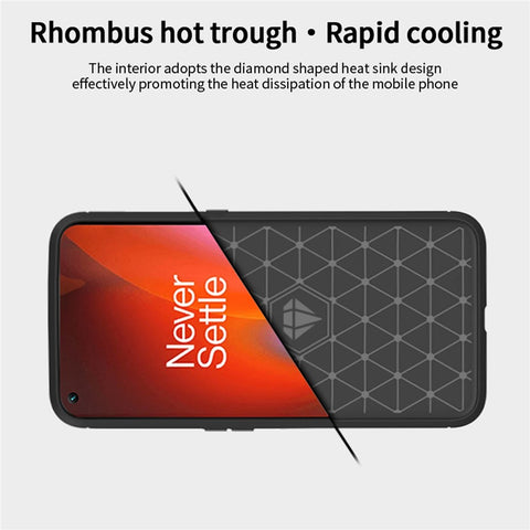 MOFI Carbon Fiber Texture Brushed Surface Well-protected Slim TPU Phone Case Shell for OnePlus Nord 2 5G