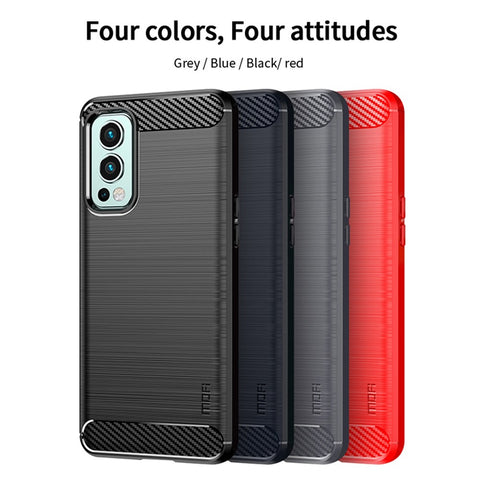 MOFI Carbon Fiber Texture Brushed Surface Well-protected Slim TPU Phone Case Shell for OnePlus Nord 2 5G