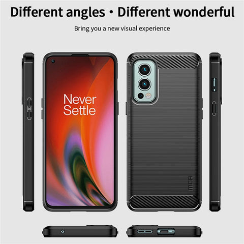 MOFI Carbon Fiber Texture Brushed Surface Well-protected Slim TPU Phone Case Shell for OnePlus Nord 2 5G
