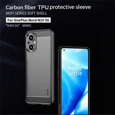 MOFI Carbon Fiber Texture Anti-scratch Brushed TPU Phone Case Protective Cover for OnePlus Nord N20 5G