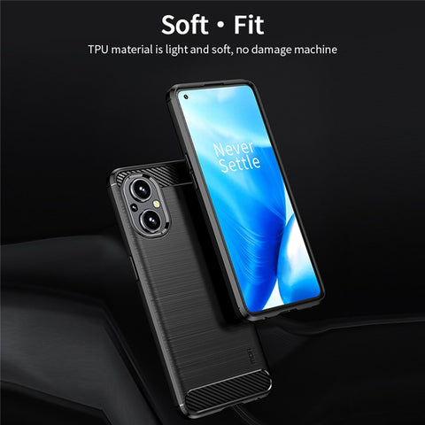 MOFI Carbon Fiber Texture Anti-scratch Brushed TPU Phone Case Protective Cover for OnePlus Nord N20 5G
