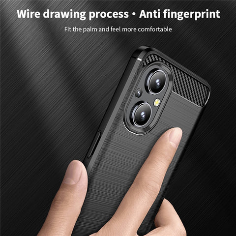 MOFI Carbon Fiber Texture Anti-scratch Brushed TPU Phone Case Protective Cover for OnePlus Nord N20 5G