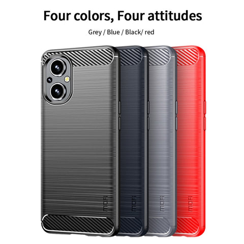 MOFI Carbon Fiber Texture Anti-scratch Brushed TPU Phone Case Protective Cover for OnePlus Nord N20 5G