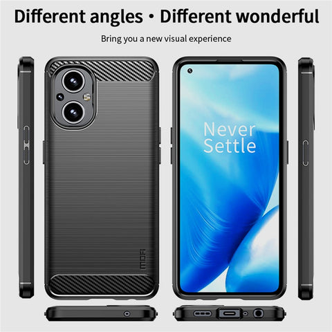 MOFI Carbon Fiber Texture Anti-scratch Brushed TPU Phone Case Protective Cover for OnePlus Nord N20 5G